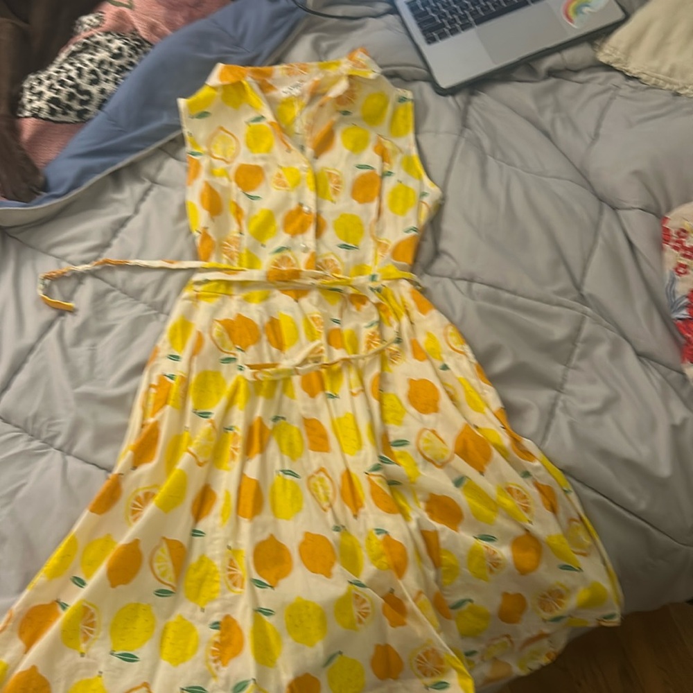 lemon 50s a line housewife dress pleated summer collared dress